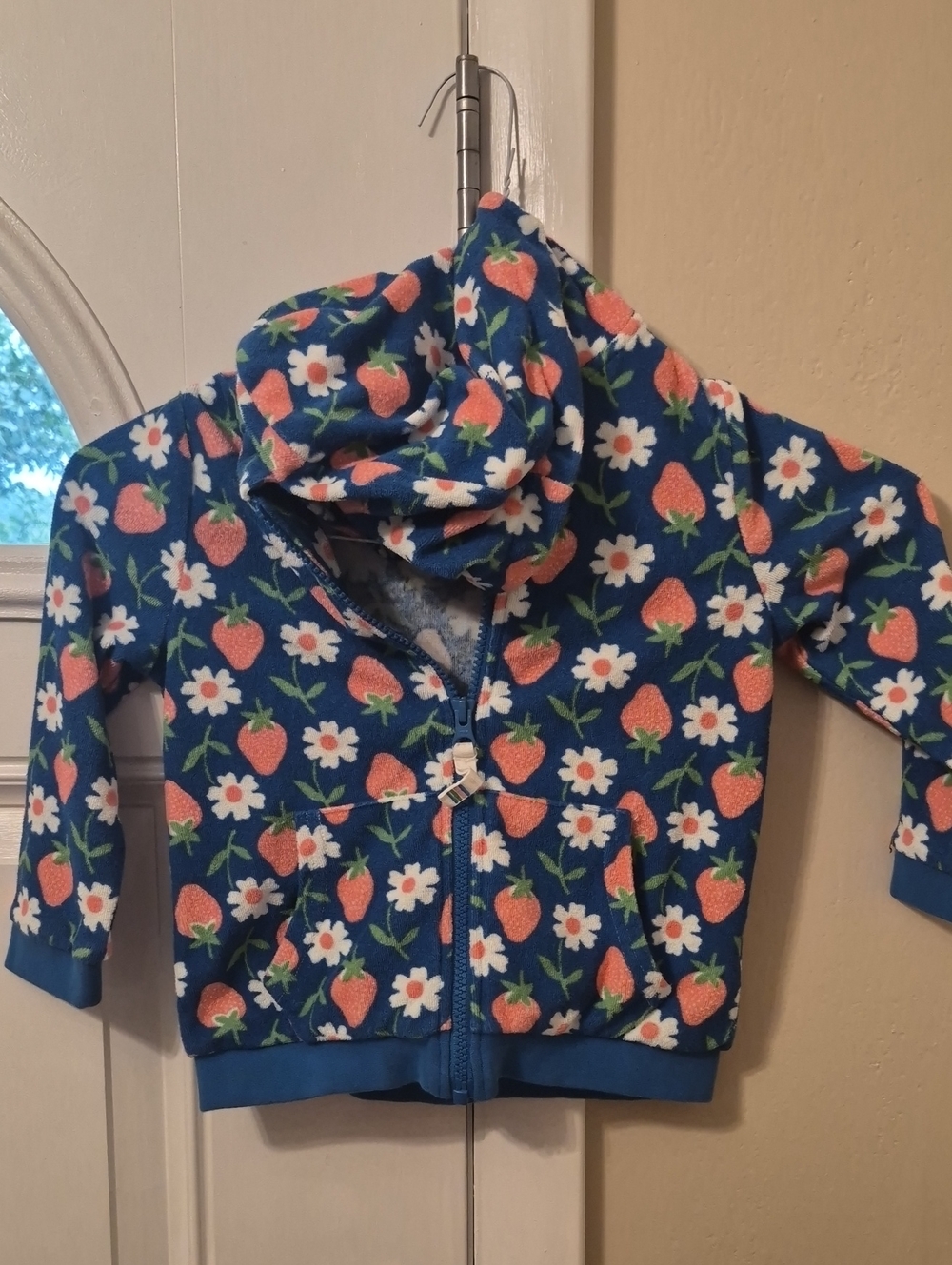 Mini Boden Strawberry Terry Zip Hoodie